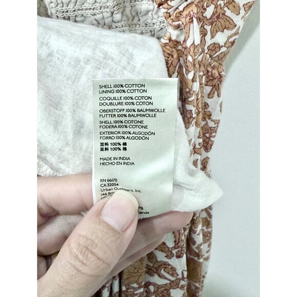 Free People Ultraviolet Floral Puff Sleeve Smocked Maxi Sundress Orange Women XS - Picture 7 of 7